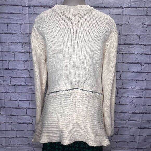 Alexander Wang Womens Zipper Cream Knit Asymmetric Merino Wool Blend Sweater Med - Picture 2 of 10